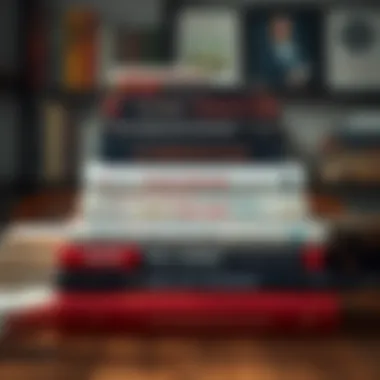 A stack of influential books on insurance sales