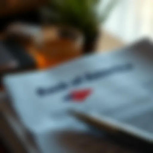 A detailed view of a financial document with Bank of America's logo