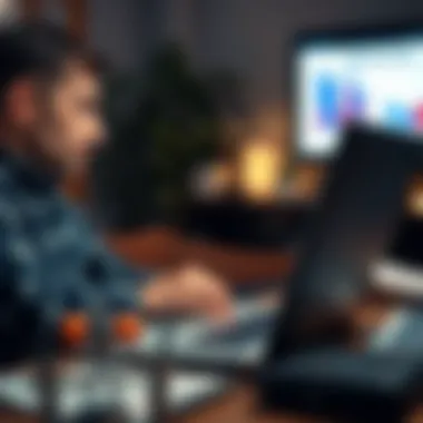 Exploring Loan Options An individual analyzing different loan options on a laptop