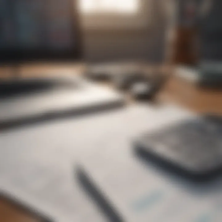 A calculator and financial reports on a desk