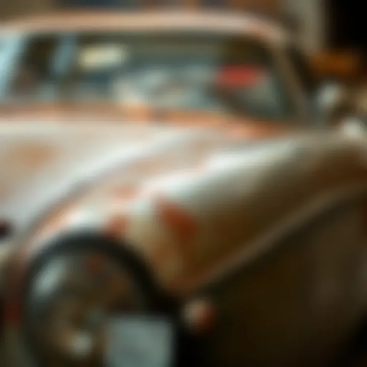 Condition Matters: Evaluating Wear and Restoration Close-up of vintage car details showcasing wear and restoration