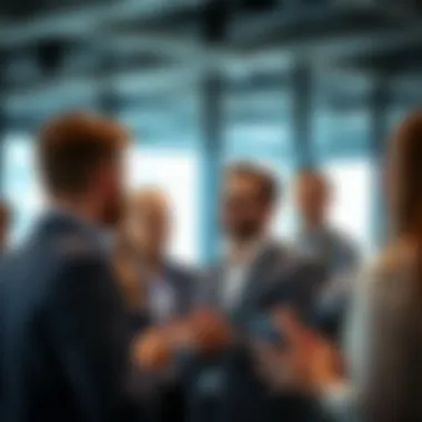 Networking Opportunities in Finance Group of professionals networking in a corporate setting
