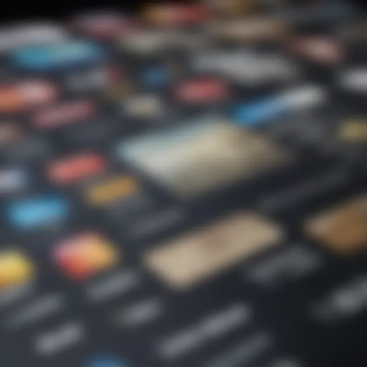 A close-up of various bank account types on a digital interface