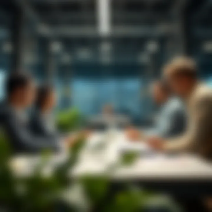 A focused team brainstorming during a hiring strategy session