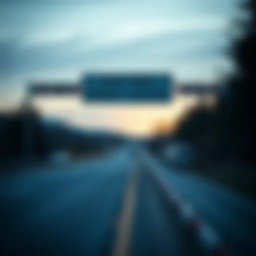 A scenic view of a state border crossing sign