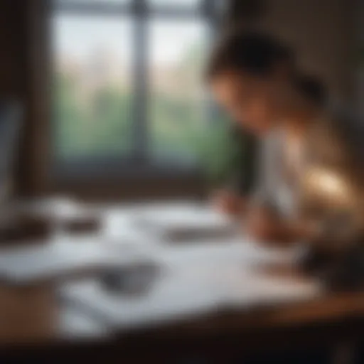 A focused professional studying for the CPA exam at a desk