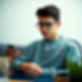 A young individual studying credit card options
