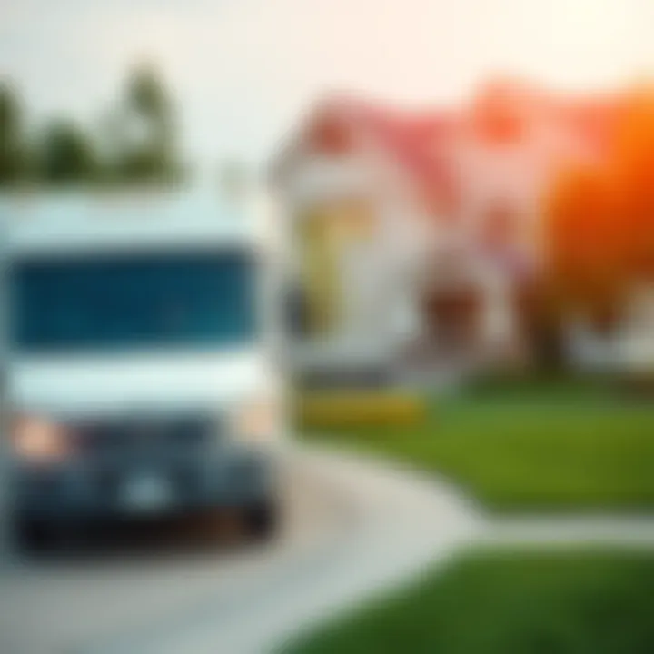 Smooth Transition: Relocating to Your New Home A moving truck parked in front of a new house representing relocation