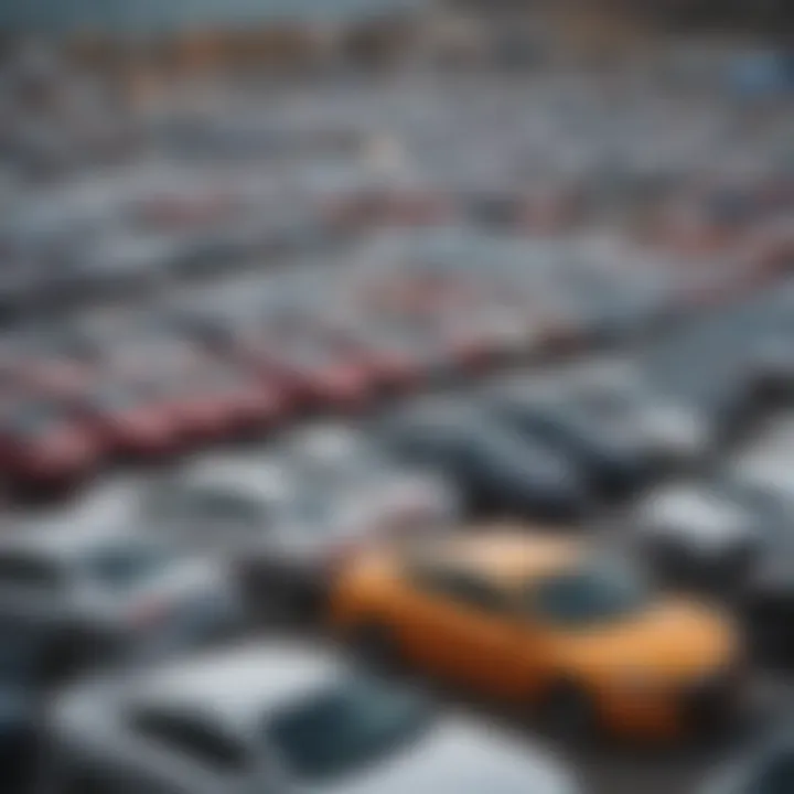 A scenic view of a used car lot showcasing a variety of vehicles