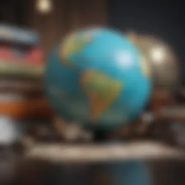 A globe surrounded by travel-related items