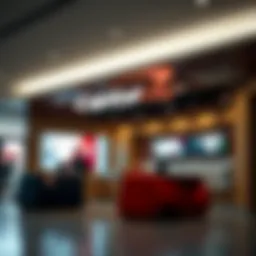 Modern bank branch interior showcasing customer service