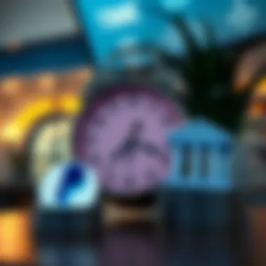 Transfer Time Insights A clock symbolizing transfer time with PayPal and bank icons