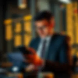 Businessman analyzing loan rates
