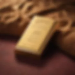 A gold bar on a velvet cushion